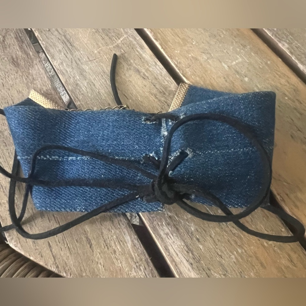 Blue Denim Lace-Up Choker